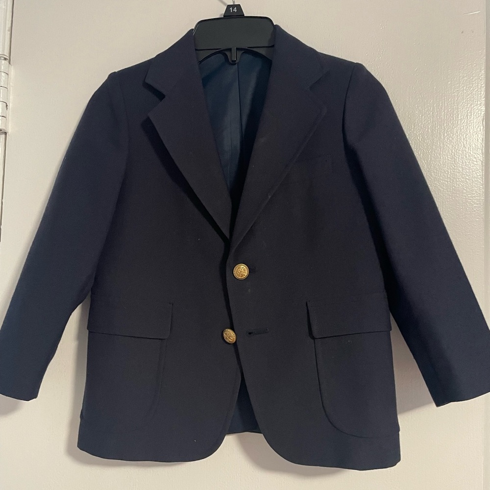 Boys size 6R navy 2 button down jacket